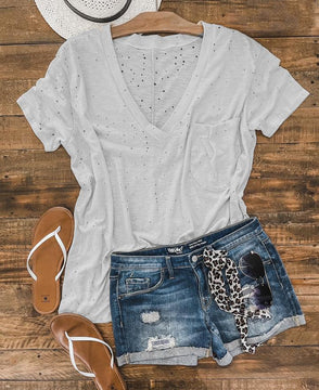 White Distressed Boyfriend Tee