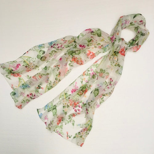 Floral Scarf | White Flora | Unique Gift Ideas for Her | for Mom | for Women | for Females | for Wife | for Sister | for Girlfriend | for Grandma | for Friends | for Birthday | Gifting Made Simple