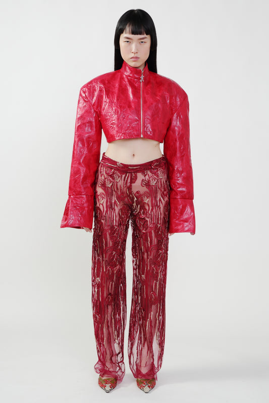 Pre-Order: Red Vegan Leather Bralette – Kim Shui Studio