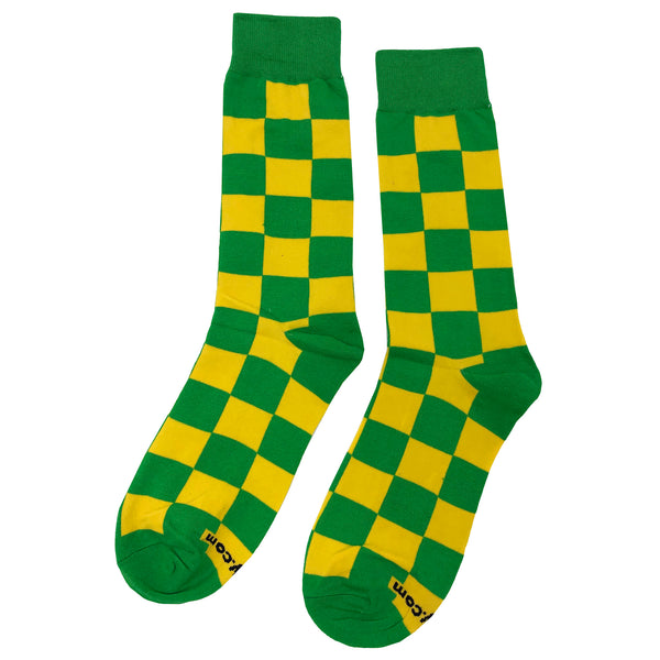 Green Yellow Checker Socks - Sockfly.com