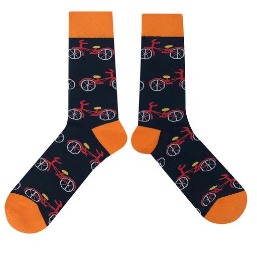 Orange Bicycle Socks - Fun and Crazy Socks at