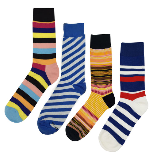 4Pack Old School Striped Tube Crew Socks Men's