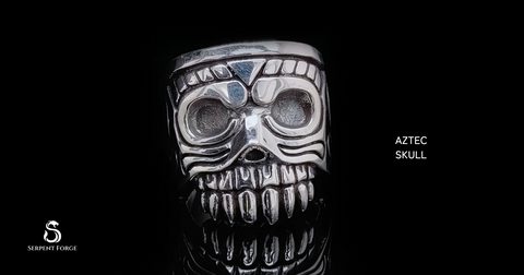 Aztec Skull Biker Ring