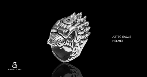 Aztec Eagle Helmet Biker Ring