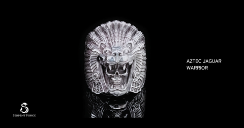 aztec warrior skull ring