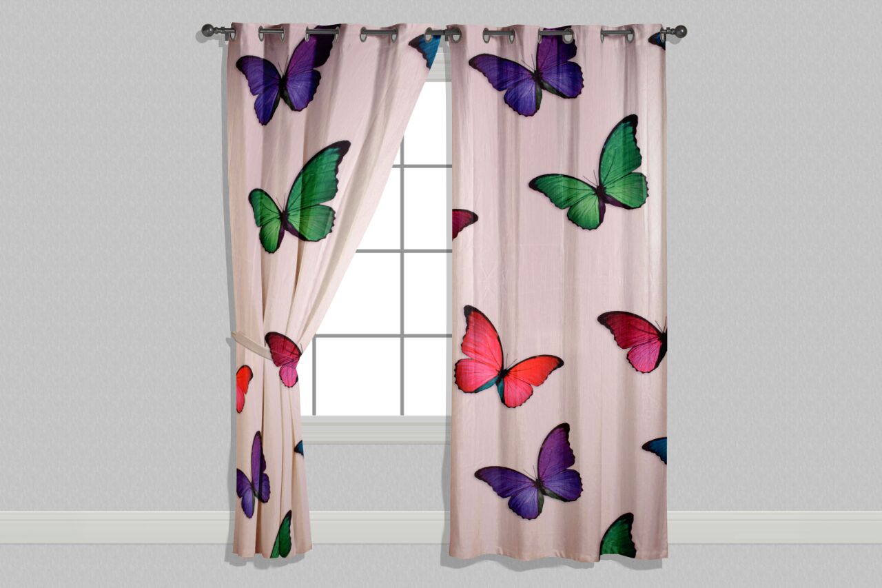 Digital Heavy Long Crush Curtains - Butterfly – Shoppers Fortune