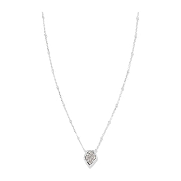 KENDRA SCOTT FRAMED TESS SATELLITE SHORT PENDANT NECKLACE SILVER PLATINUM DRUSY