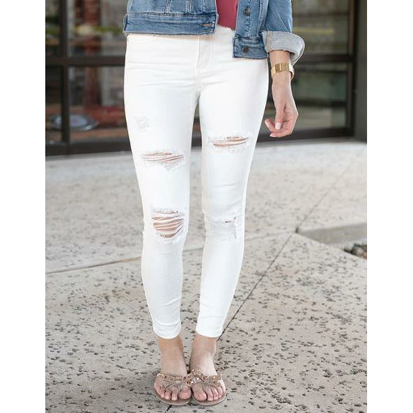 Off-White Distressed Ankle Jeggings - Bless Your Heart ...