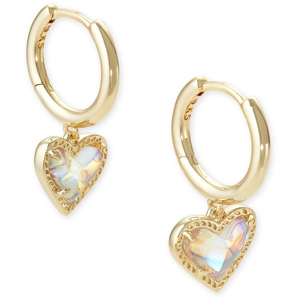 KENDRA SCOTT ARI HEART HUGGIE EARRINGS GOLD DICHROIC GLASS – Bless Your ...