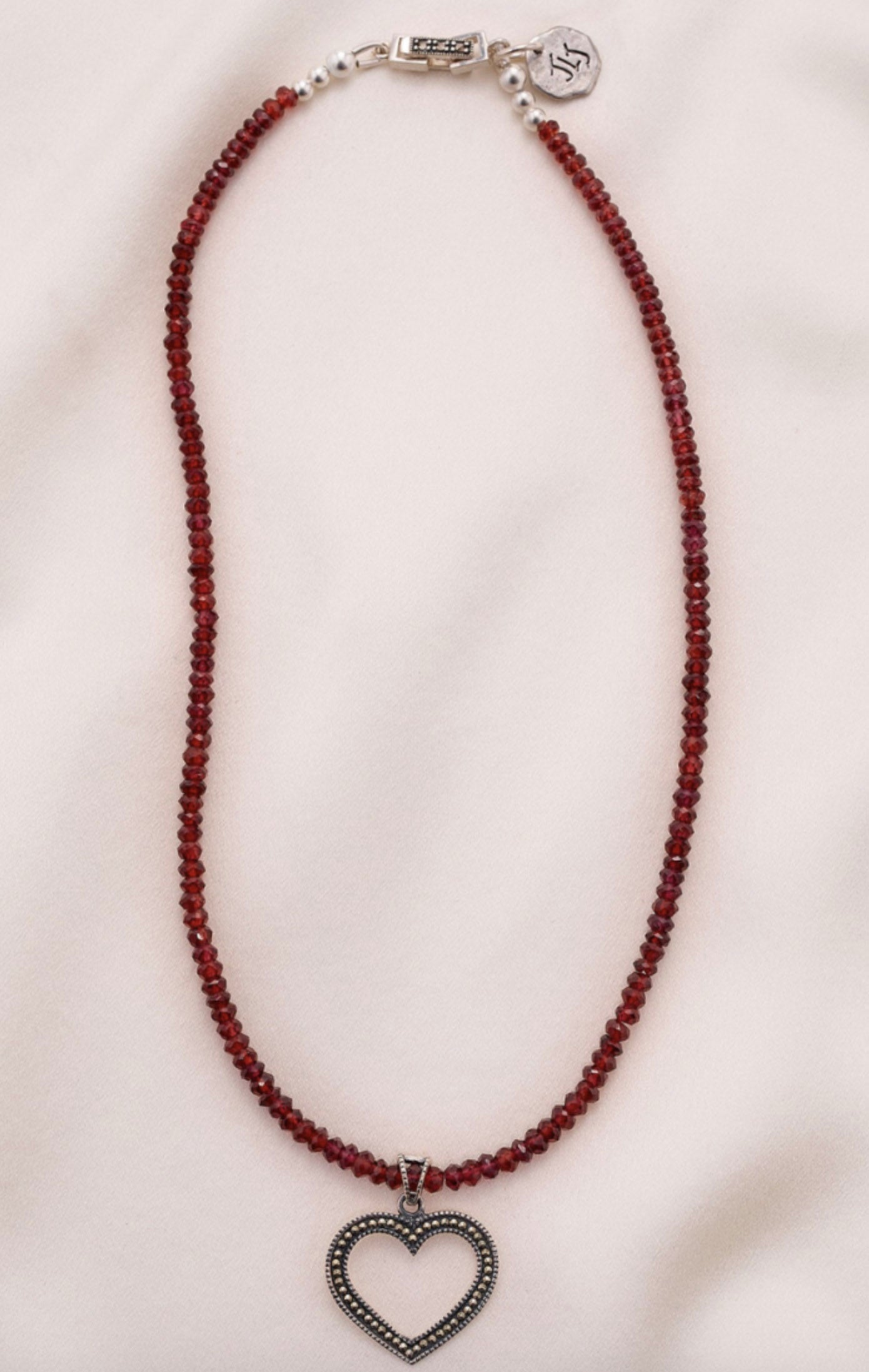 Sweet Red Garnet Heart Necklace