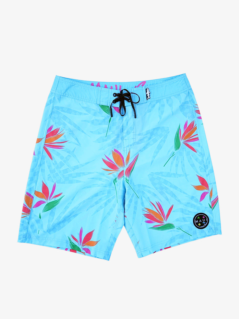 Paradise Check Board Shorts in Blue