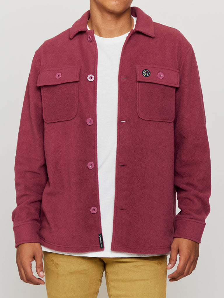 Polar Fleece Shacket in Dark Rose