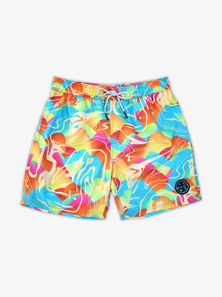 Psychedelic Pool Shorts in Yellow