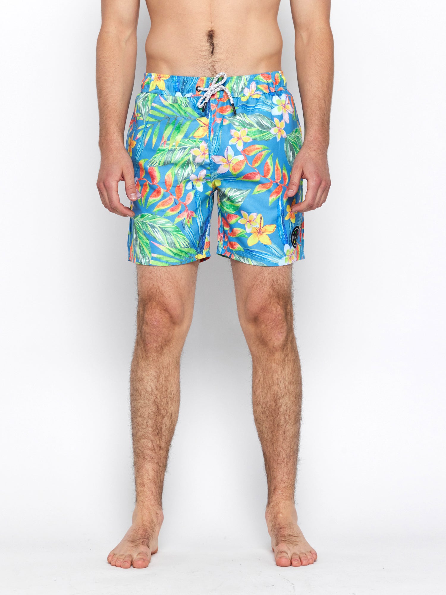 Hawaiian Orange Floral Pool Shorts