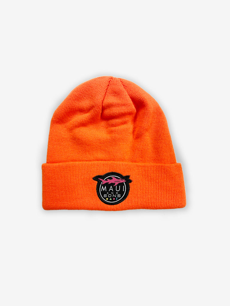 Maui Neon Orange Knit Beanie