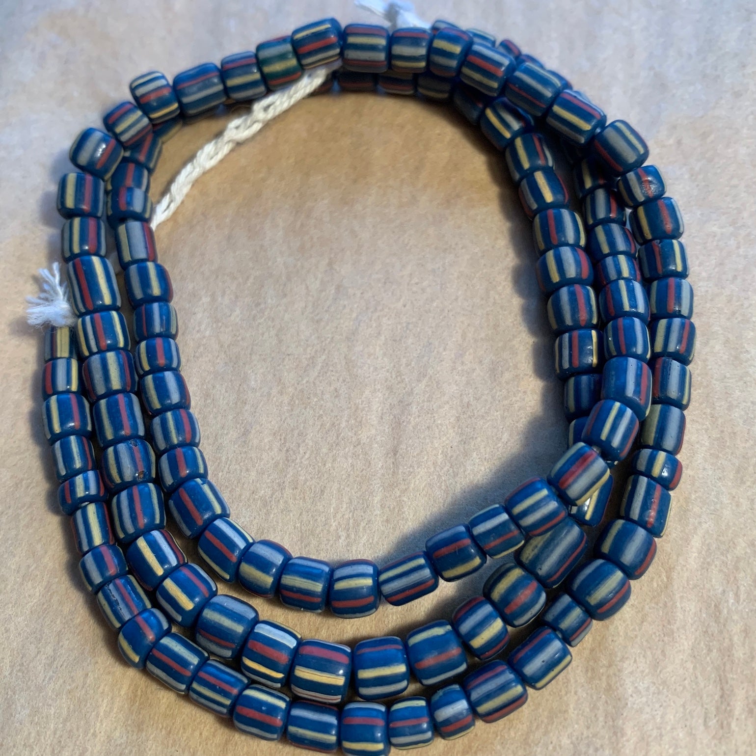 Java Opaque Capri Blue Striped Glass Beads