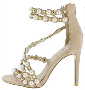 Pearl Studded Strappy Heel – GFL Shoes