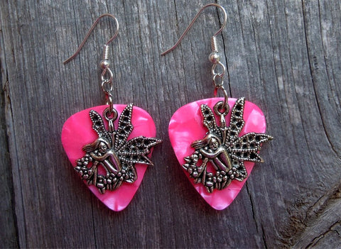 Fairy Sitting Down Charm Guitar Pick Earrings - Pick Your Color ...