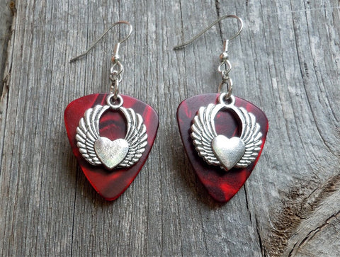 CLEARANCE Heart with Double Arched Wings Guitar Pick Earrings - Pick Y ...