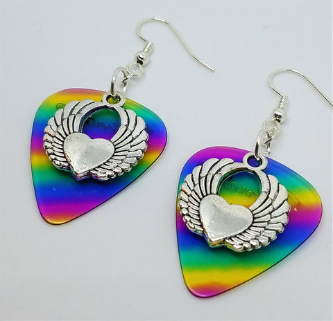 CLEARANCE Heart with Double Arched Wings Guitar Pick Earrings - Pick Y ...