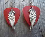 CLEARANCE Detailed Single Wing Charm Guitar Pick Earrings - Pick Your Color