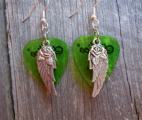 CLEARANCE Wings and Roses Guitar Pick Earrings - Pick Your Color ...