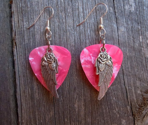 CLEARANCE Wings and Roses Guitar Pick Earrings - Pick Your Color ...