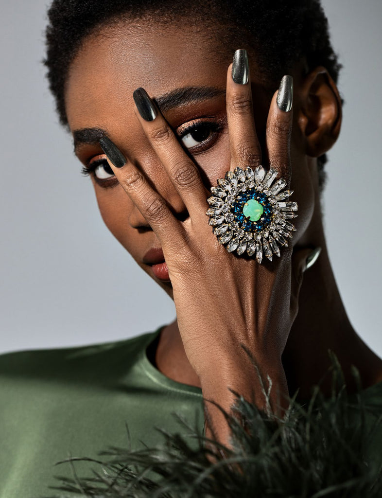 Ines crystal ring with opal by Jolita Jewellery as featured in Lucy's Magazine