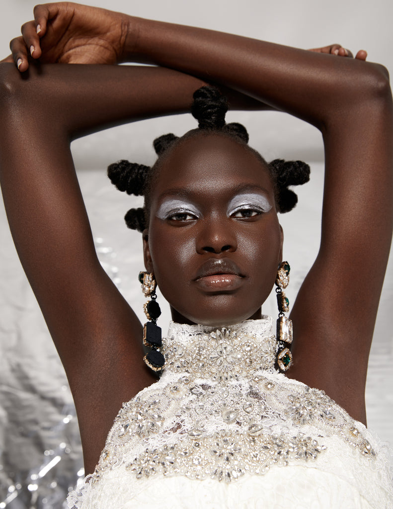 Jolita Jewellery's Nicolette crystal earrings featured in Afro Style Magazine