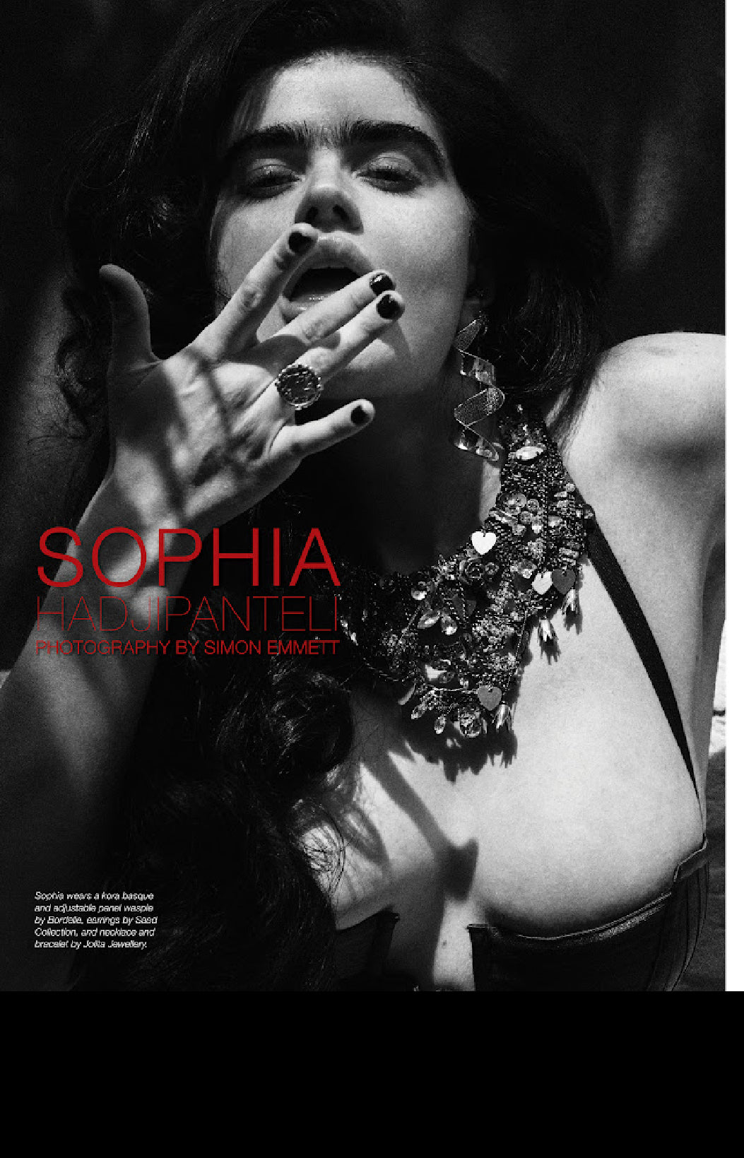 Sophia Hadjipanteli in Jolita Jewellery's Crystal and Chain necklace for The Untitle Magazine, Rebel Issue