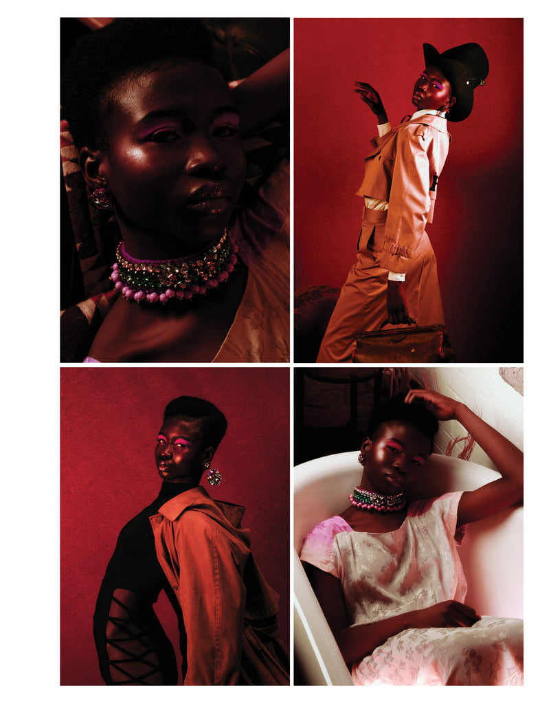 Jolita Jewellery's statement earrings and necklace for Malvie Magazine editorial