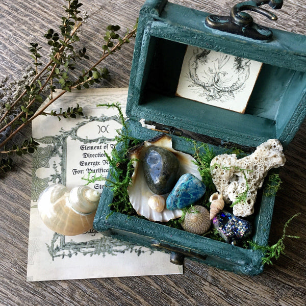 Sea Witch Collection- Ocean Turquoise Crystal Gift Wood Box | SugarMuses®