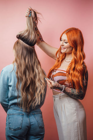 Abbey Brookee Applying Hair Extensions