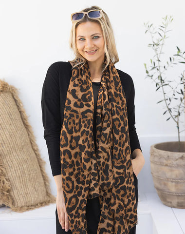 Featuring Our Animal Print Scarf - Tan