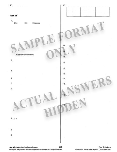 Saxon Math Algebra 1 Testing Book, 4th Edition | R.O.C.K. Solid Home