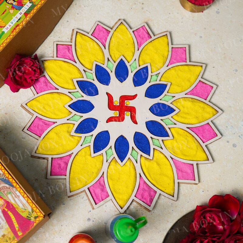 swastik rangoli design on stencil 2024