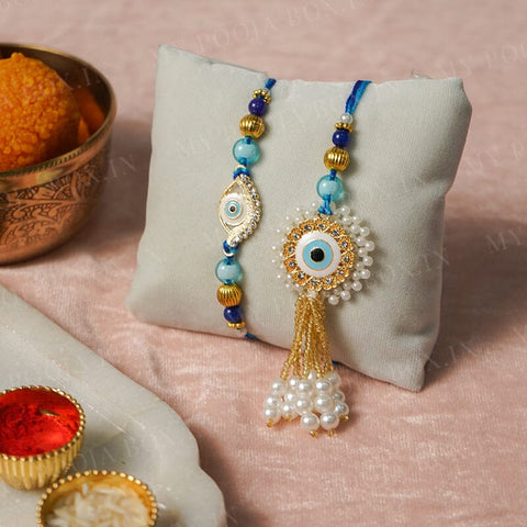 evil eye rakhi pair set for bhaiya bhabhi