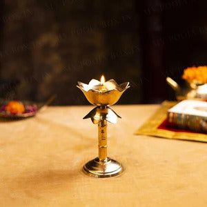 Decorative Brass Lotus Diya Stand