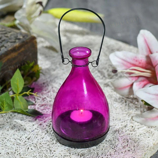 Home Decor Hanging Coloured Glass Candle Holder