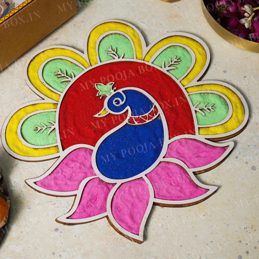 peacock rangoli designs on stencil 2024