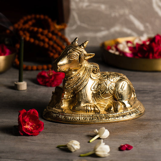 Buy Meditative Brass Nandi Bull Online in India 