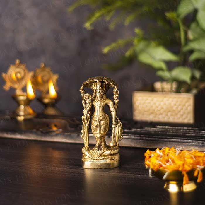 Buy Handcrafted Vishnu God Brass Idol Online in India 