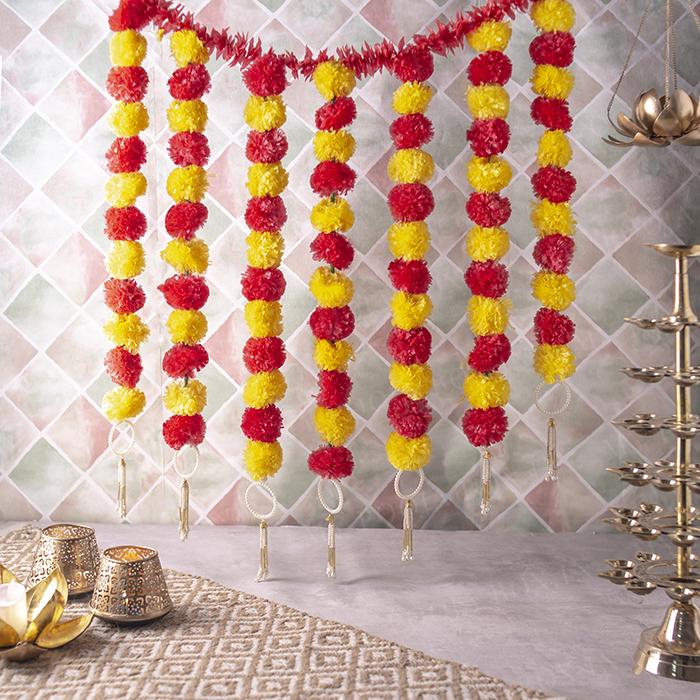 Incredible Floral Red Yellow Backdrop Decoration