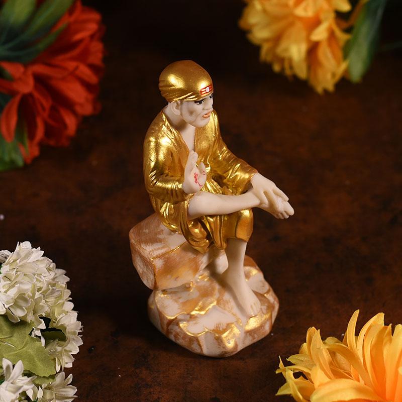 Divine Golden Sitting Sai Baba Idol