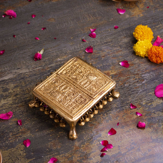 Traditional Minakari Brass Peacock Pooja Thali Set