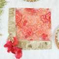 Peach Floral Net Embroidery Thali Cover