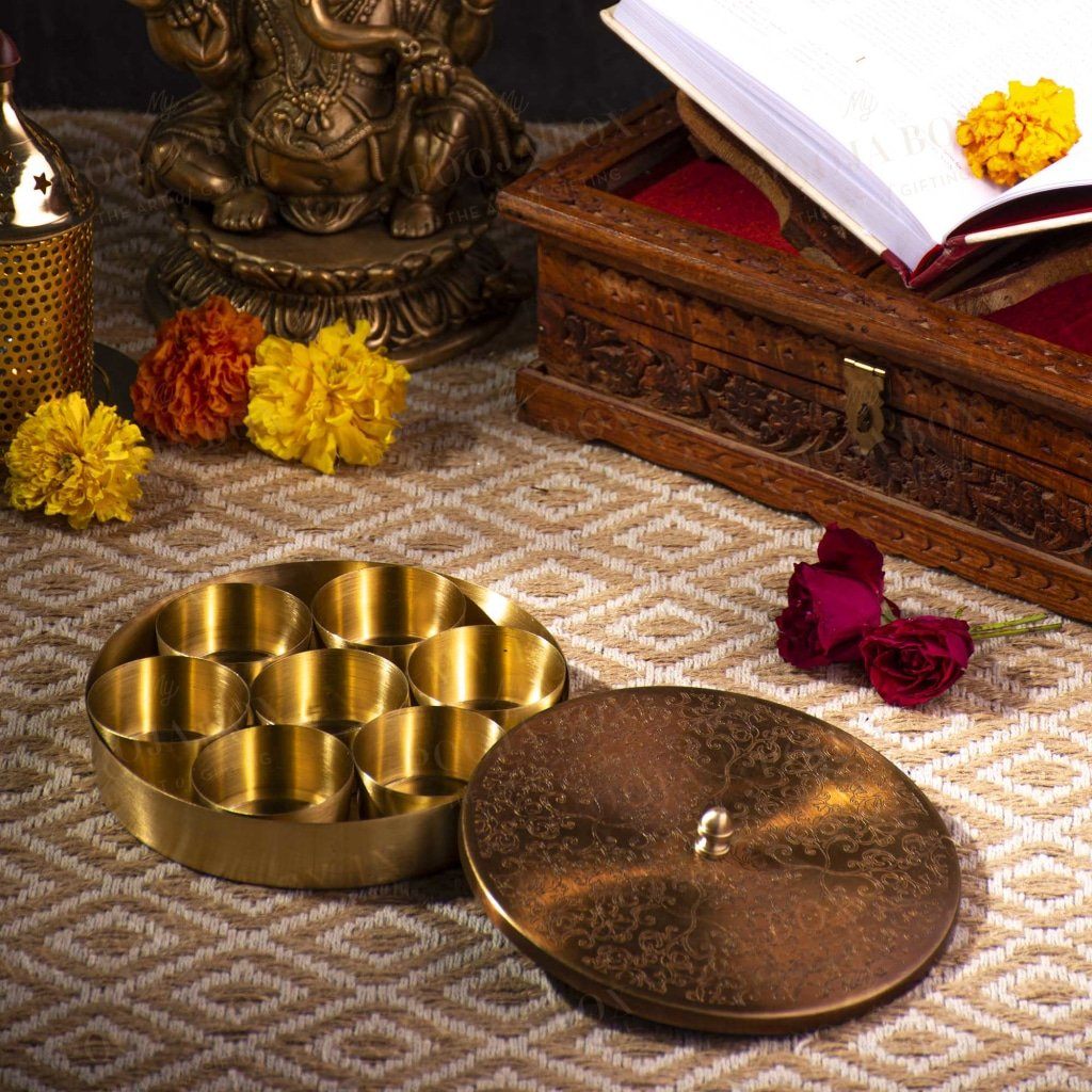 Online Shopping for Pooja items, silver / brass puja thali sets