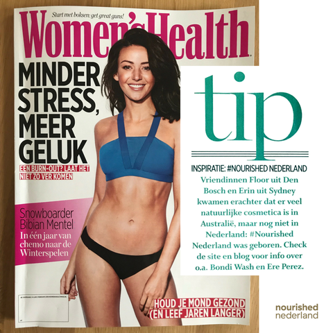 Women's Health x Nourished Nederland, Floor Hendriks, Erin Hawken, Natural beauty, natuurlijke huidverzorgingsproducten, natuurlijke mascara, duurzame huidverzorging, vegan cosmetica, vegan skincare, vegan huidverzorging, groene drogist, duurzame make-up