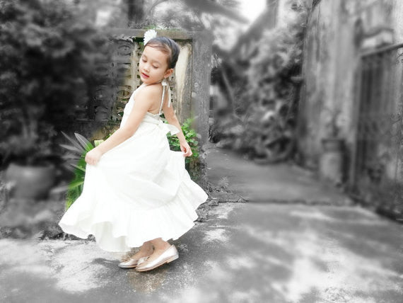 Cotton Flower Girl Dress Girl Maxi Dress Country Flower Girl Dress Boho Flower Girl Dress Beach Flower Girl Dress
