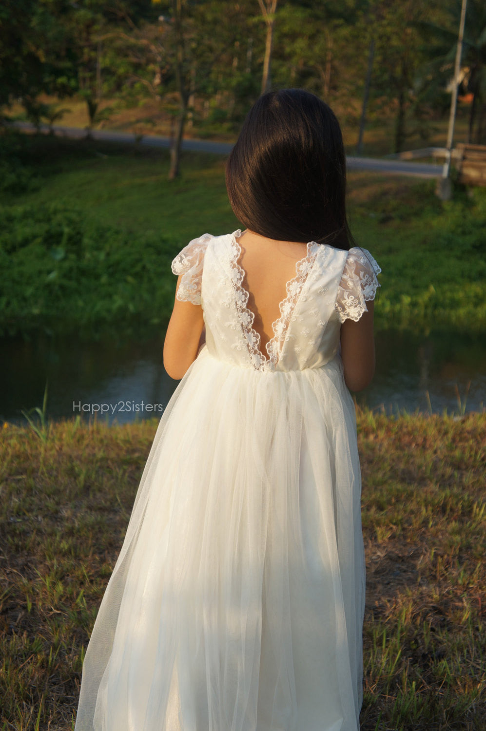 lace ivory flower girl dress